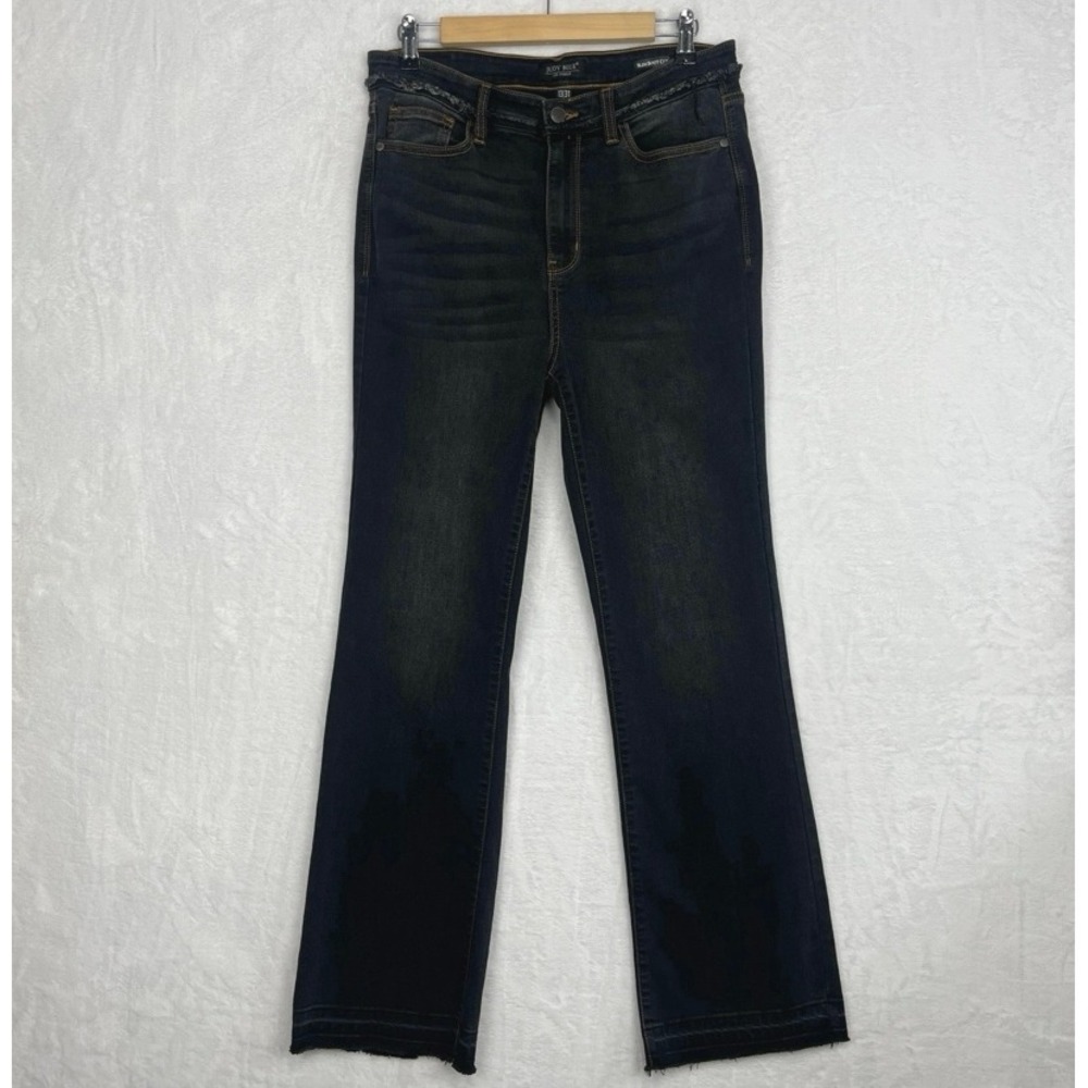 JUDY BLUE Slim Bootcut Jeans Women's Size 13 31 Black Frayed Hem